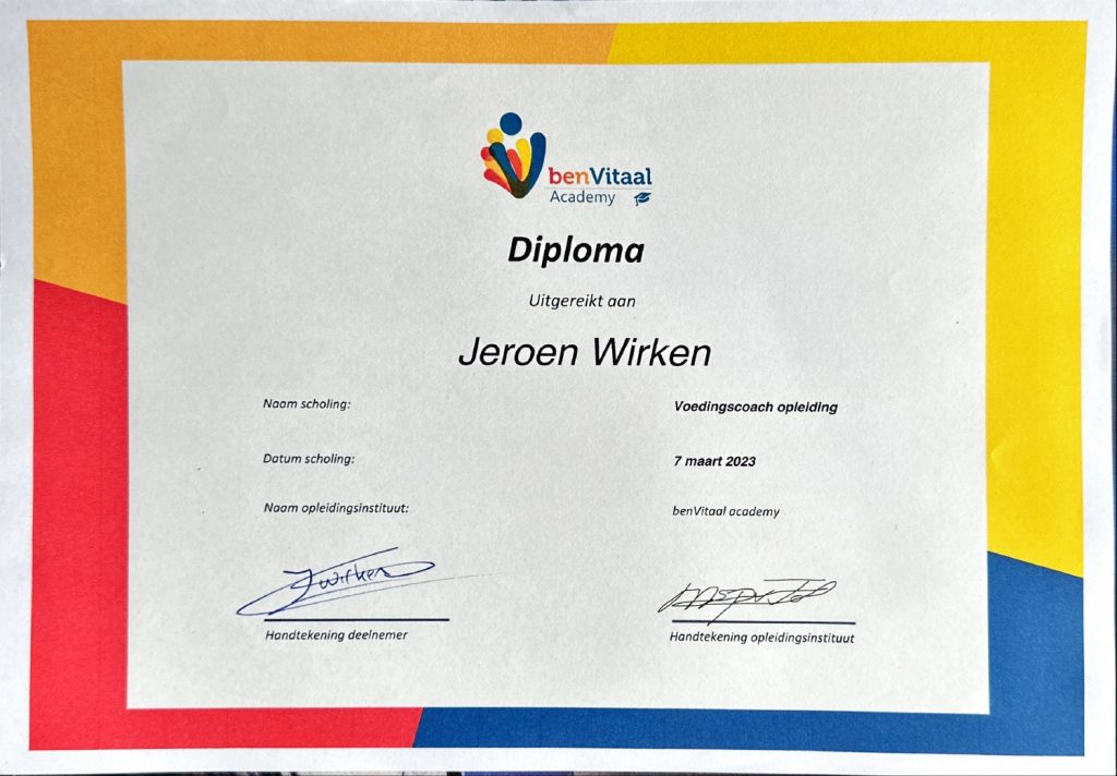 Diploma voedingscoach benVitaal academy